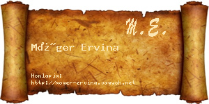Móger Ervina névjegykártya